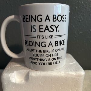 White Ceramic Mug with Humorous Boss Quote